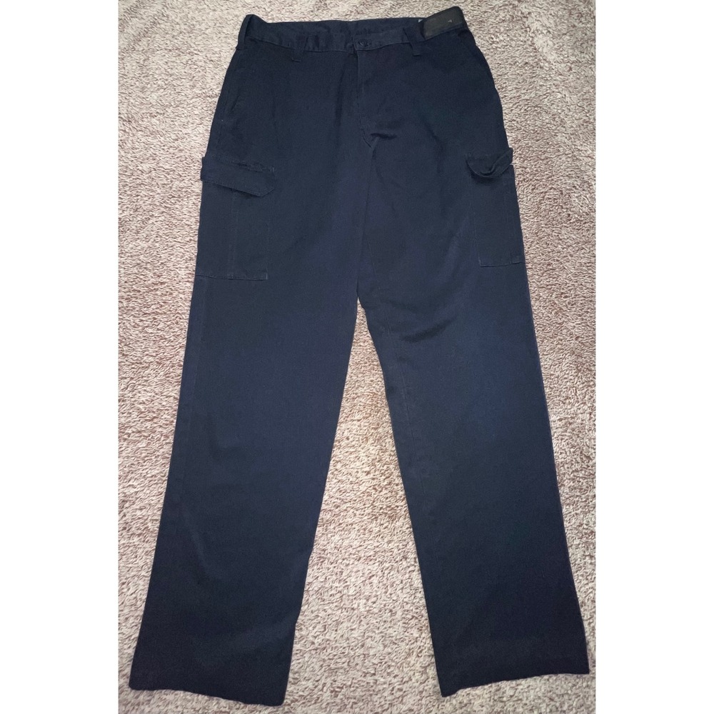 Cintas ComfortFLEX Mens 33 Navy Blue Cargo Work Pants Utility Straight Leg 32